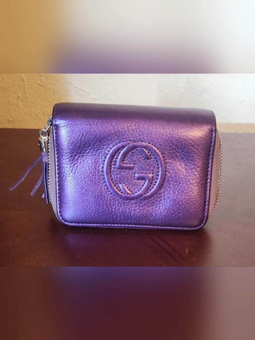 Gucci Soho Disco Leather Zip Coin Purse Wallet